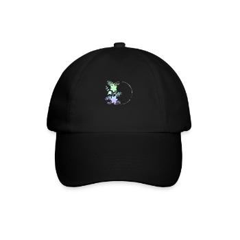 Kreisförmiger Rahmen Blumen Ornamenten - Baseballkappe - Schwarz/Schwarz - Vorne