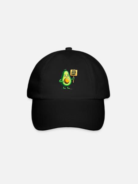 Fröhliche Avocado mit positiver Botschaft Zeichen - Baseballkappe - Schwarz/Schwarz