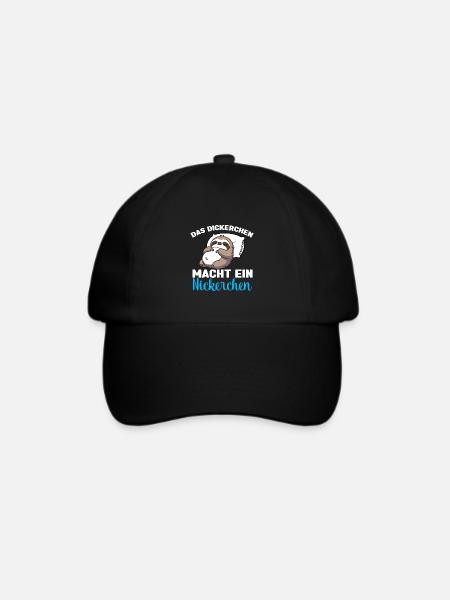 Faultier Schlafshirt Dickerchen macht Nickerchen - Baseballkappe - Schwarz/Schwarz