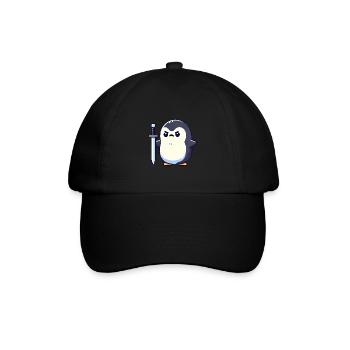 Winziger Pinguin-Krieger - Baseballkappe - Schwarz/Schwarz - Vorne