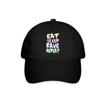 Eat Sleep Rave Repeat for Black Shirts - Baseballkappe - Schwarz/Schwarz - Vorne