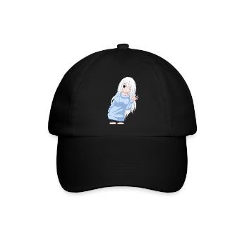 Anime-Mädchen winken - Baseballkappe - Schwarz/Schwarz - Vorne