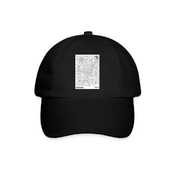 München Basic Stadt Karte schwarz/weiß - Baseballkappe - Schwarz/Schwarz - Vorne