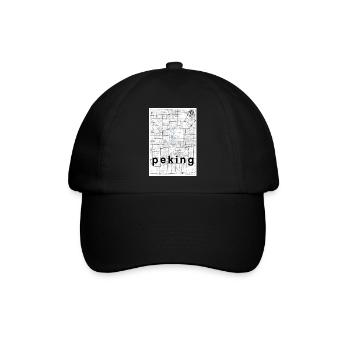 Peking Hipster Stadt Karte schwarz weiß - Baseballkappe - Schwarz/Schwarz - Vorne