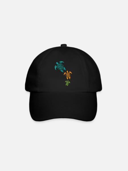 Maori Schildkröten Gruppe Tattoo Geschenk Idee - Baseballkappe - Schwarz/Schwarz