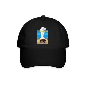 Vintage Yellowstone Nationalpark Bison Geysir - Baseballkappe - Schwarz/Schwarz - Vorne
