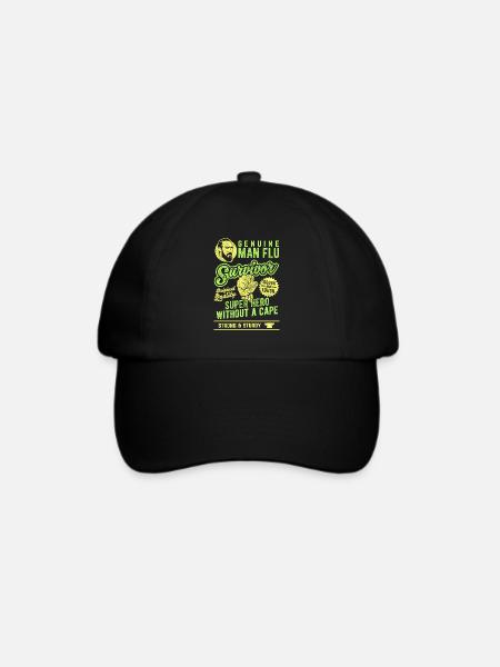 Man Flu T Shirt Survivor - Baseballkappe - Schwarz/Schwarz