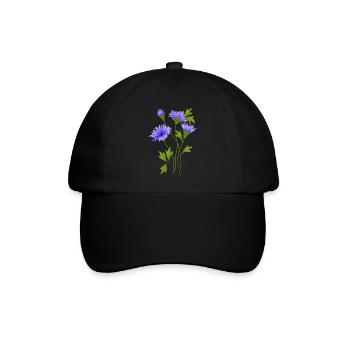 Blaue blumen - Baseballkappe - Schwarz/Schwarz - Vorne