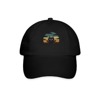 Lustige Katze Mittelfinger Vintage - Baseballkappe - Schwarz/Schwarz - Vorne