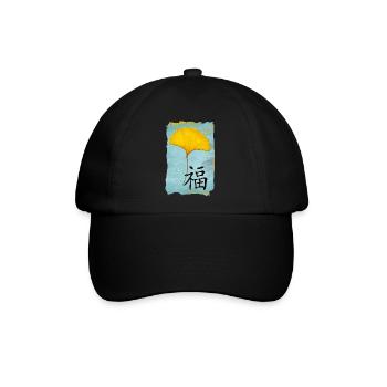 Ginkgo Feng Shui Design Glück 1.0 - Baseballkappe - Schwarz/Schwarz - Vorne