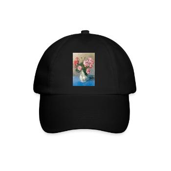 Malerei - Malerei mit Rosen in der Vase. - Baseballkappe - Schwarz/Schwarz - Vorne