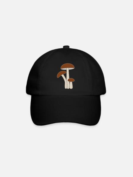 Pilze - Baseballkappe - Schwarz/Schwarz