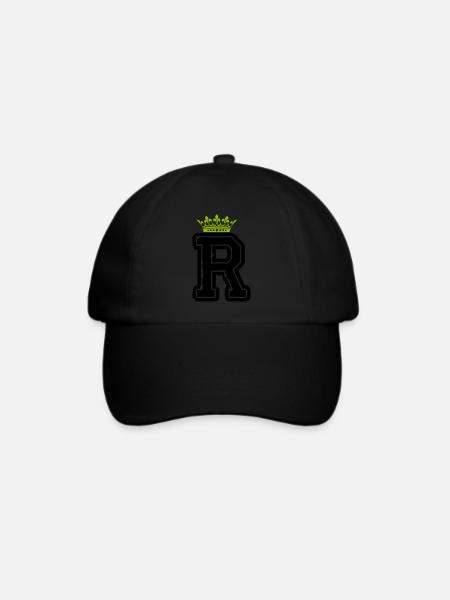 buchstabe R krone - Baseballkappe - Schwarz/Schwarz