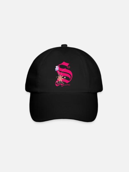Buchstabe S - Baseballkappe - Schwarz/Schwarz
