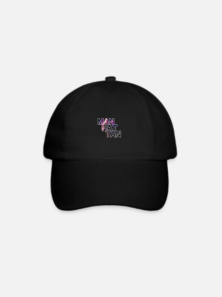 Manhattan Schrift Moto Logo Aufdruck - Baseballkappe - Schwarz/Schwarz