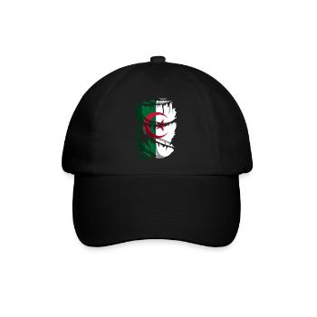 Flagge Algeriens, mit einem zerbrochenen Stoffeffekt - Baseballkappe - Schwarz/Schwarz - Vorne