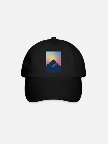 Berg im Sonnenuntergang - Baseballkappe - Schwarz/Schwarz