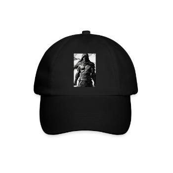 Krieger Schwert Vintage Schwarz Weiß 2 - Baseballkappe - Schwarz/Schwarz - Vorne