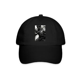 Krieger Schwert Vintage Schwarz Weiß 5 - Baseballkappe - Schwarz/Schwarz - Vorne