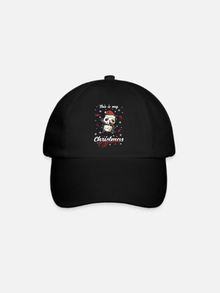 Panda Pyjama Weihnachten Schlafen - Baseballkappe - Schwarz/Schwarz