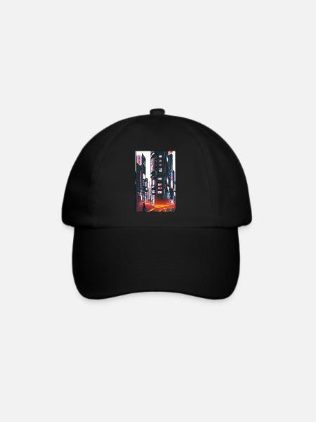 Tokyo City Stadt Cyber Punk Zukunft Sci-Fi Asien - Baseballkappe - Schwarz/Schwarz