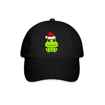 Frosch Comic Weihnachten - Baseballkappe - Schwarz/Schwarz - Vorne