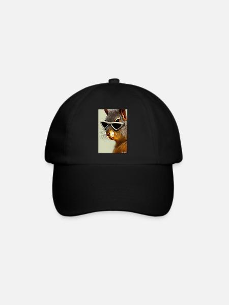 Eichhörnchen Sonnenbrille Wildtier Waldtier Wald - Baseballkappe - Schwarz/Schwarz