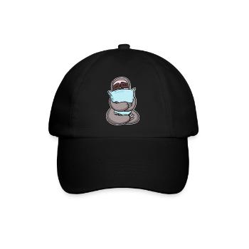 Faultier mit Kissen - Baseballkappe - Schwarz/Schwarz - Vorne