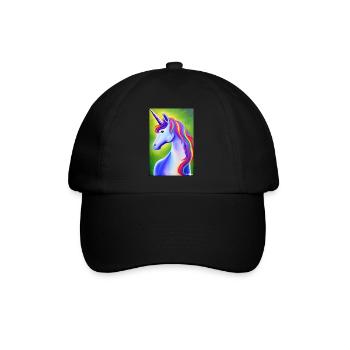 Einhorn Regenbogen Magie Märchen Fabeltier - Baseballkappe - Schwarz/Schwarz - Vorne