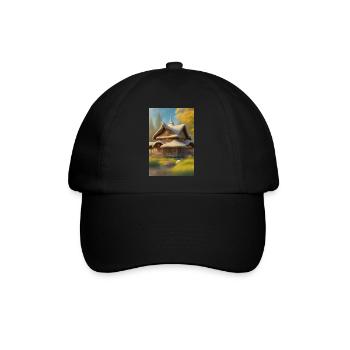 Charmante Hütte am See - Baseballkappe - Schwarz/Schwarz - Vorne