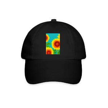 Sonnenblumen - Baseballkappe - Schwarz/Schwarz - Vorne
