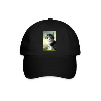 Baby Katze - Baseballkappe - Schwarz/Schwarz - Vorne