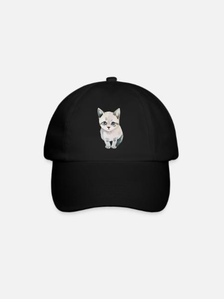 Süße Katze - Baseballkappe - Schwarz/Schwarz