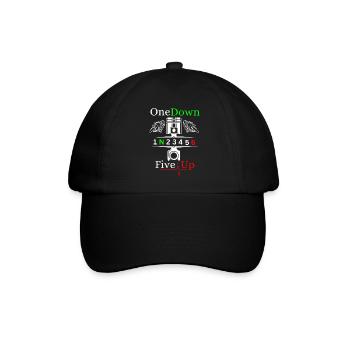 Motorrad Gänge Schaltung 1N23456 - Baseballkappe - Schwarz/Schwarz - Vorne