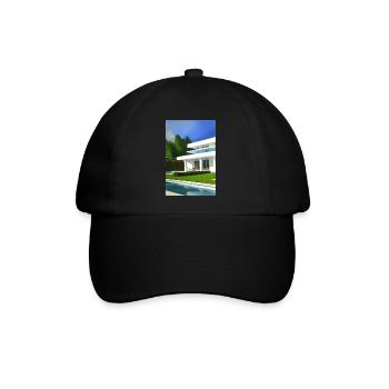 Weiße Villa mit Pool - Baseballkappe - Schwarz/Schwarz - Vorne