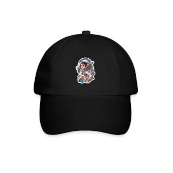 Weltraumfrau Astronautin rebell Prinzessin - Baseballkappe - Schwarz/Schwarz - Vorne