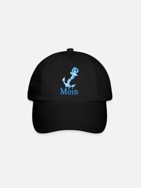Moin mit Anker - Baseballkappe - Schwarz/Schwarz