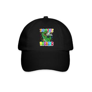 100. Schultag Dino Kostüm 100 Schultage - Baseballkappe - Schwarz/Schwarz - Vorne
