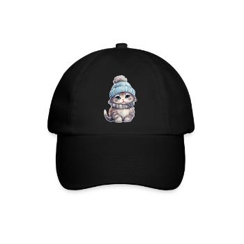Winter Katze - Baseballkappe - Schwarz/Schwarz - Vorne
