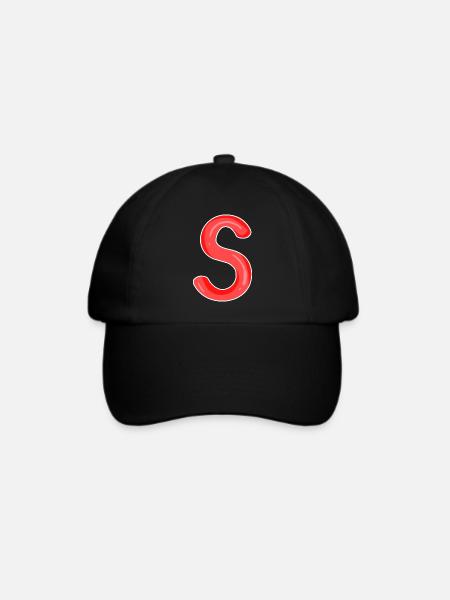 Buchstabe S Anfangsbuchstabe - Baseballkappe - Schwarz/Schwarz