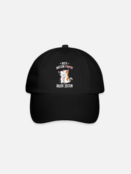 Beste Katzenmama - Baseballkappe - Schwarz/Schwarz