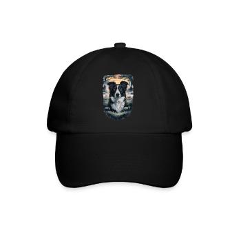 Schöner Border Collie Hund Design - Baseballkappe - Schwarz/Schwarz - Vorne