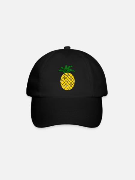 Ananas Sommer T-shirt - Baseballkappe - Schwarz/Schwarz