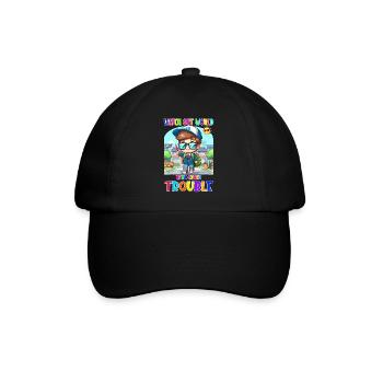 Watch out world - here comes trouble - Baseballkappe - Schwarz/Schwarz - Vorne