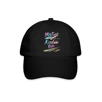 Meine Erste Flugreise Erstes Mal Fliegen - Baseballkappe - Schwarz/Schwarz - Vorne