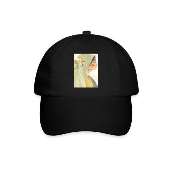 Minimalistische Kunst | Frau in Grün Portrait - Baseballkappe - Schwarz/Schwarz - Vorne