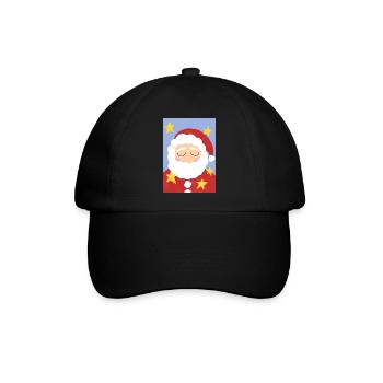 Weihnachtsmann und Sterne - Baseballkappe - Schwarz/Schwarz - Vorne