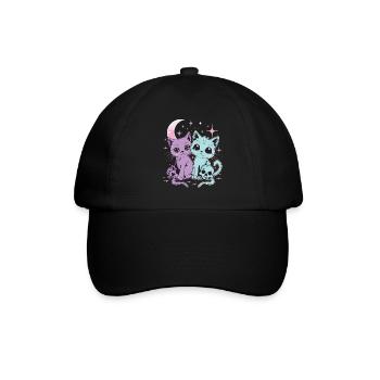 Kawaii Cat Pastel Goth Teuflisch - Baseballkappe - Schwarz/Schwarz - Vorne