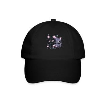 Kawaii Cat Pastel Goth Teuflisch - Baseballkappe - Schwarz/Schwarz - Vorne