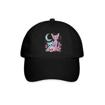 Kawaii Cat Pastel Goth Teuflisch - Baseballkappe - Schwarz/Schwarz - Vorne
